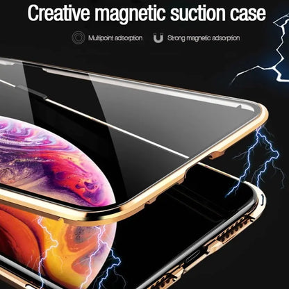 Privacy Magnetic Glass Metal Case For iPhone